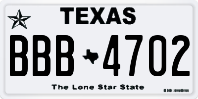 TX license plate BBB4702