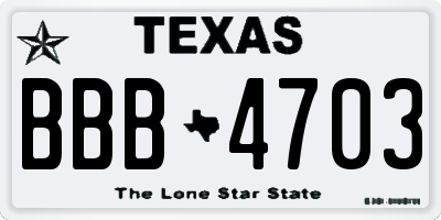 TX license plate BBB4703