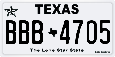 TX license plate BBB4705