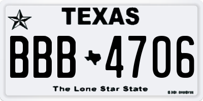 TX license plate BBB4706
