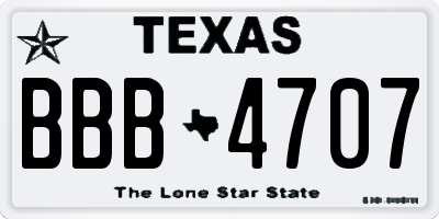 TX license plate BBB4707