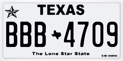 TX license plate BBB4709