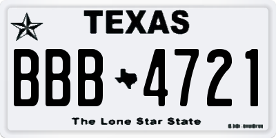 TX license plate BBB4721