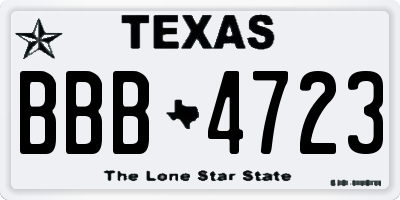 TX license plate BBB4723