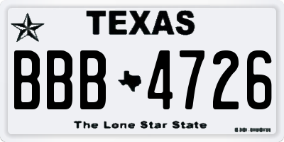 TX license plate BBB4726