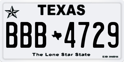 TX license plate BBB4729