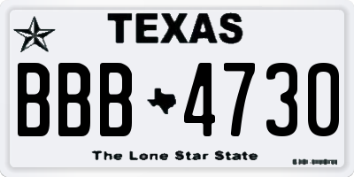 TX license plate BBB4730