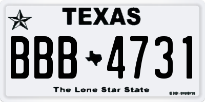TX license plate BBB4731