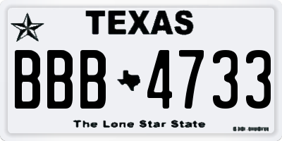 TX license plate BBB4733