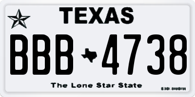 TX license plate BBB4738