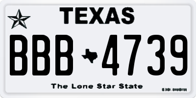 TX license plate BBB4739