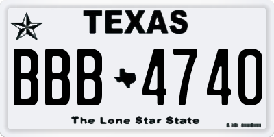 TX license plate BBB4740