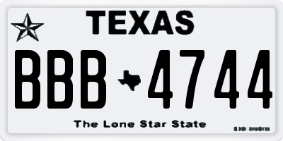TX license plate BBB4744