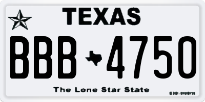 TX license plate BBB4750