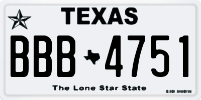 TX license plate BBB4751