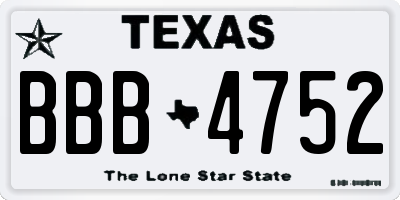 TX license plate BBB4752