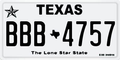 TX license plate BBB4757