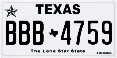 TX license plate BBB4759