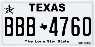 TX license plate BBB4760