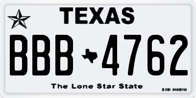 TX license plate BBB4762
