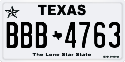 TX license plate BBB4763