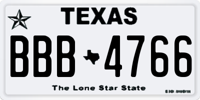 TX license plate BBB4766