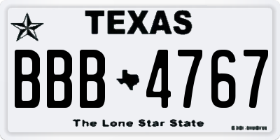 TX license plate BBB4767