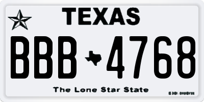 TX license plate BBB4768