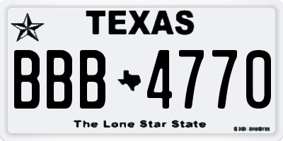 TX license plate BBB4770