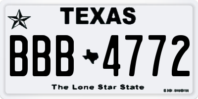 TX license plate BBB4772