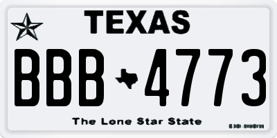 TX license plate BBB4773