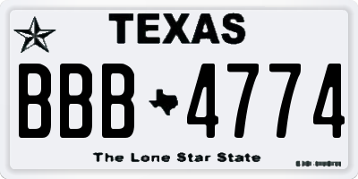 TX license plate BBB4774