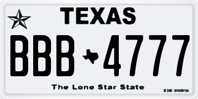 TX license plate BBB4777