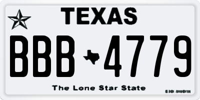 TX license plate BBB4779