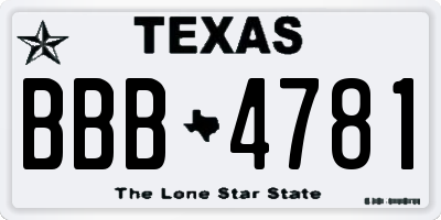 TX license plate BBB4781