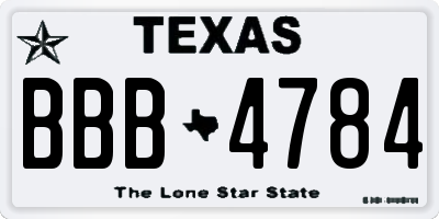 TX license plate BBB4784