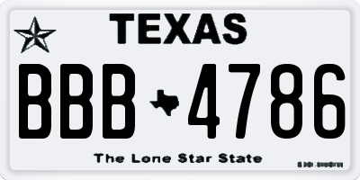 TX license plate BBB4786