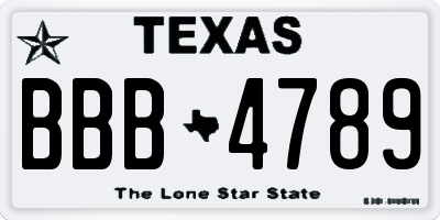 TX license plate BBB4789
