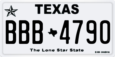 TX license plate BBB4790