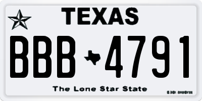 TX license plate BBB4791