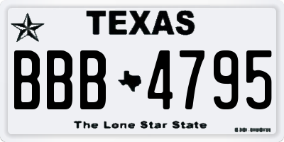 TX license plate BBB4795
