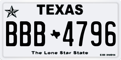 TX license plate BBB4796