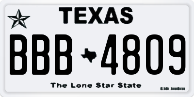 TX license plate BBB4809