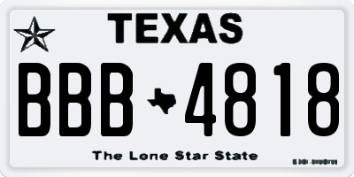 TX license plate BBB4818