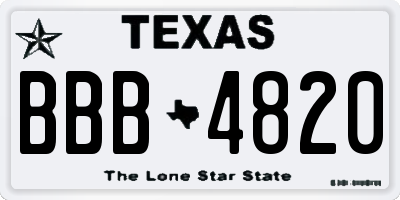 TX license plate BBB4820