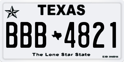 TX license plate BBB4821