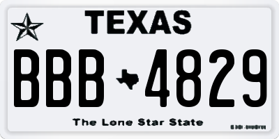 TX license plate BBB4829