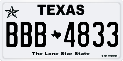 TX license plate BBB4833