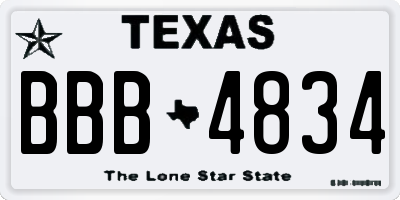 TX license plate BBB4834