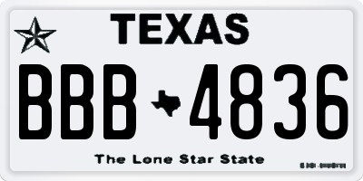 TX license plate BBB4836